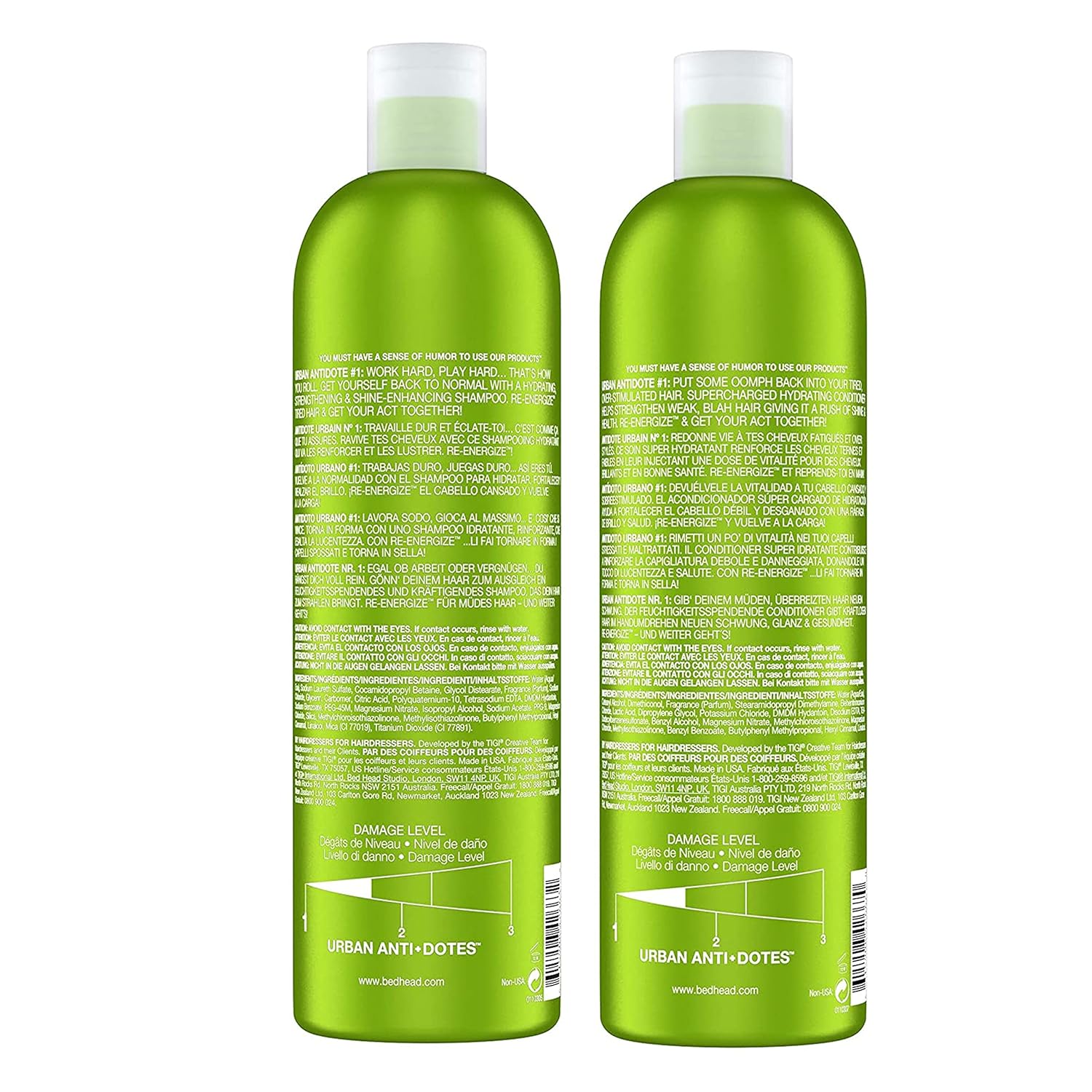 Tigi Bedhead Set RE-ENERGISE SHAMPOO & CONDITIONER SET - GREEN 750ML (PACK OF 2)