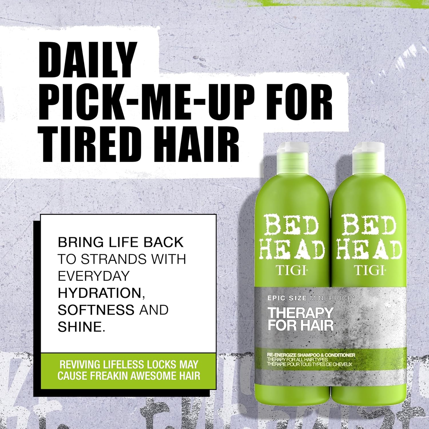 Tigi Bedhead Set RE-ENERGISE SHAMPOO & CONDITIONER SET - GREEN 750ML (PACK OF 2)