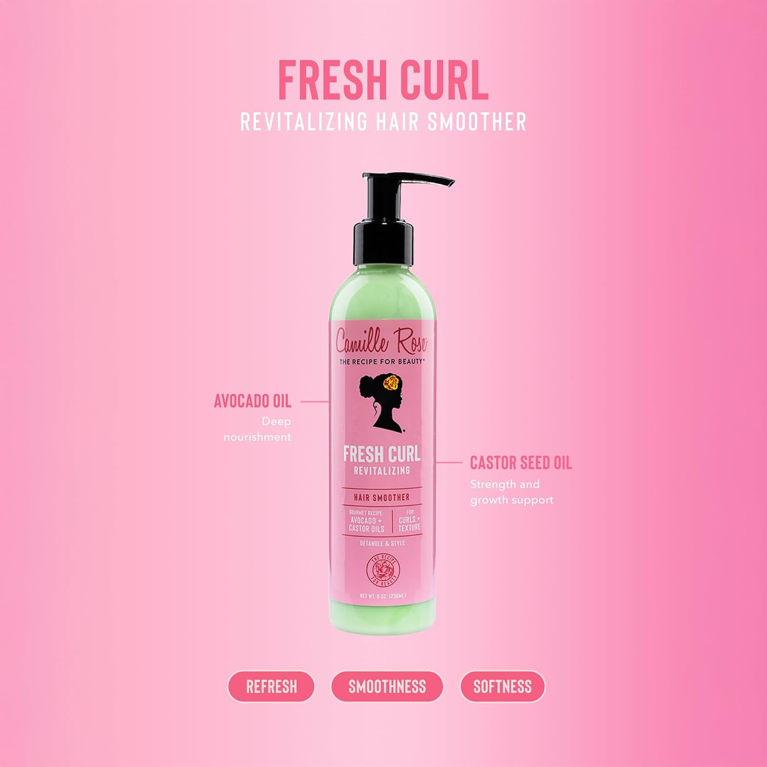 Camille Rose Fresh Curl 2-in-1 Hair Styling Cream &amp; Detangler Gel – 240ml