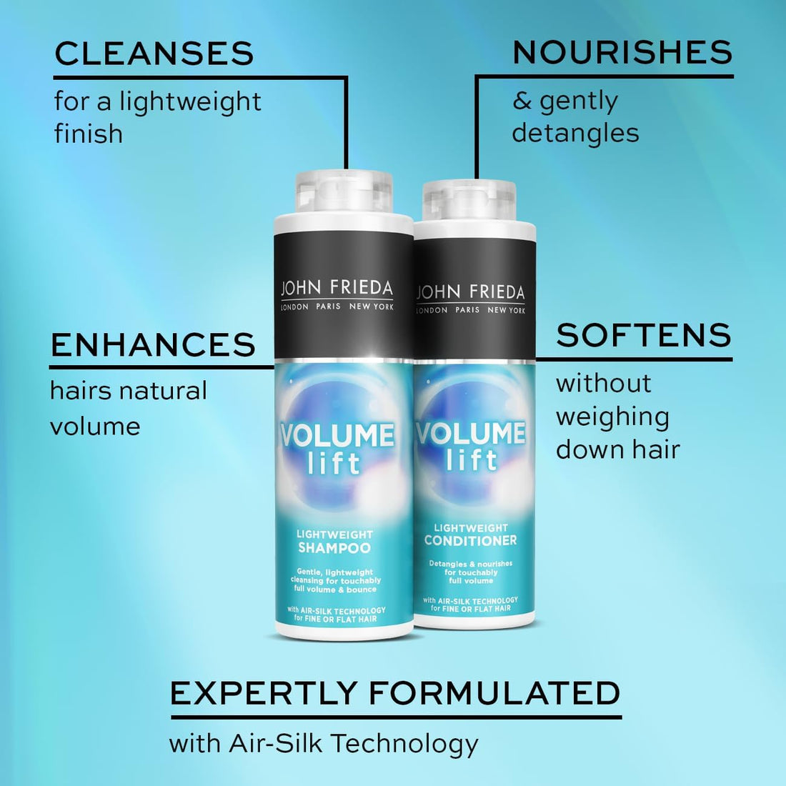 John Freida VOLUME LIFT LIGHTWEIGHT SHAMPOO AND CONDITIONER DUE PACK 2 X 500ml