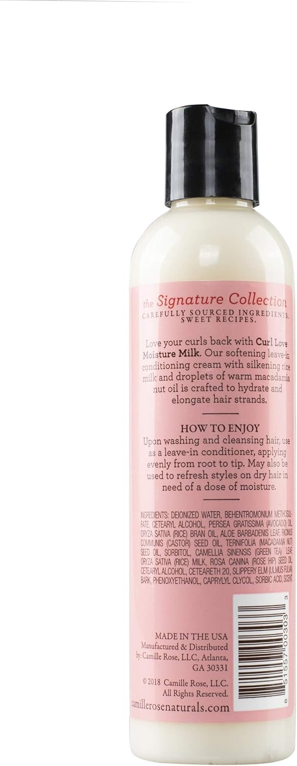 Camille Rose Curl Love Moisture Milk - Leave-In Conditioning Cream for Curls and Coils, Nourish and Strengthen, Macadamia Nut &amp; Vanilla, 240 ml