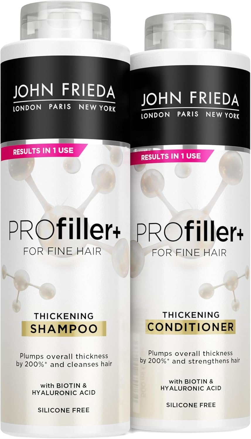 John Frieda PROfiller+ Thickening Shampoo &amp; Conditioner Duo Pack – Hair Thickening Haircare Set for Fine Hair – 2 x 500ml