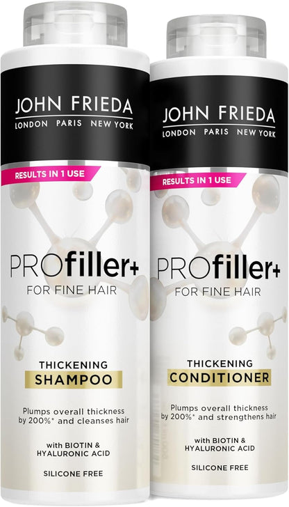 John Frieda PROfiller+ Thickening Shampoo &amp; Conditioner Duo Pack – Hair Thickening Haircare Set for Fine Hair – 2 x 500ml