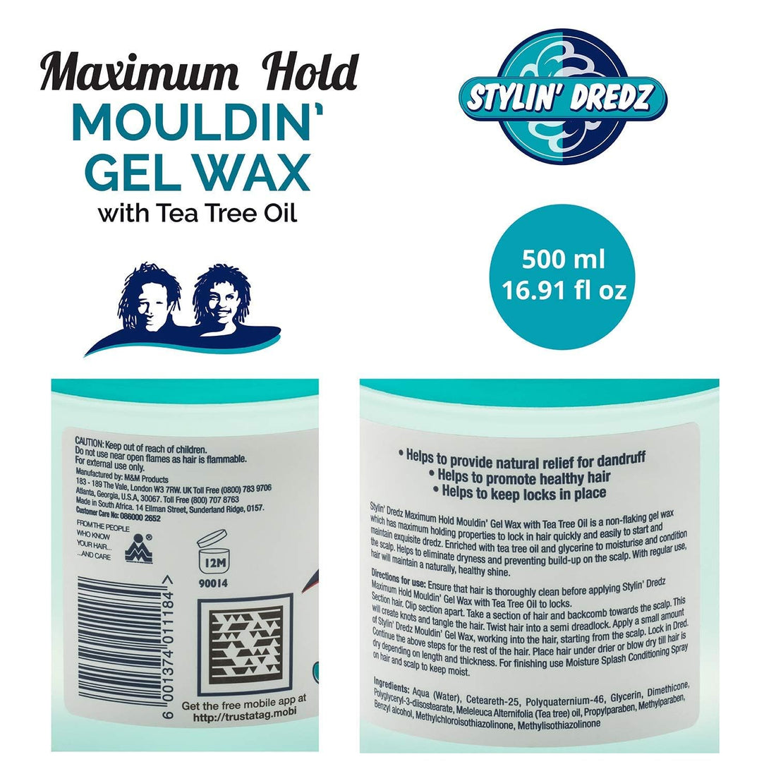 stylin dredz MOULDING GEL WAX MAXIMUM HOLD 500ml (CLEAR)
