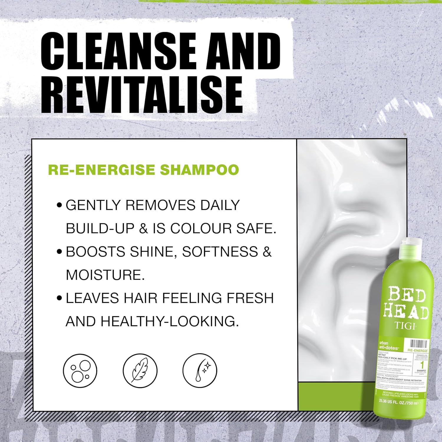 Tigi Bedhead Set  RE-ENERGISE SHAMPOO &amp; CONDITIONER SET - GREEN 750ML (PACK OF 2)