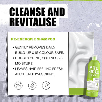 Tigi Bedhead Set  RE-ENERGISE SHAMPOO &amp; CONDITIONER SET - GREEN 750ML (PACK OF 2)